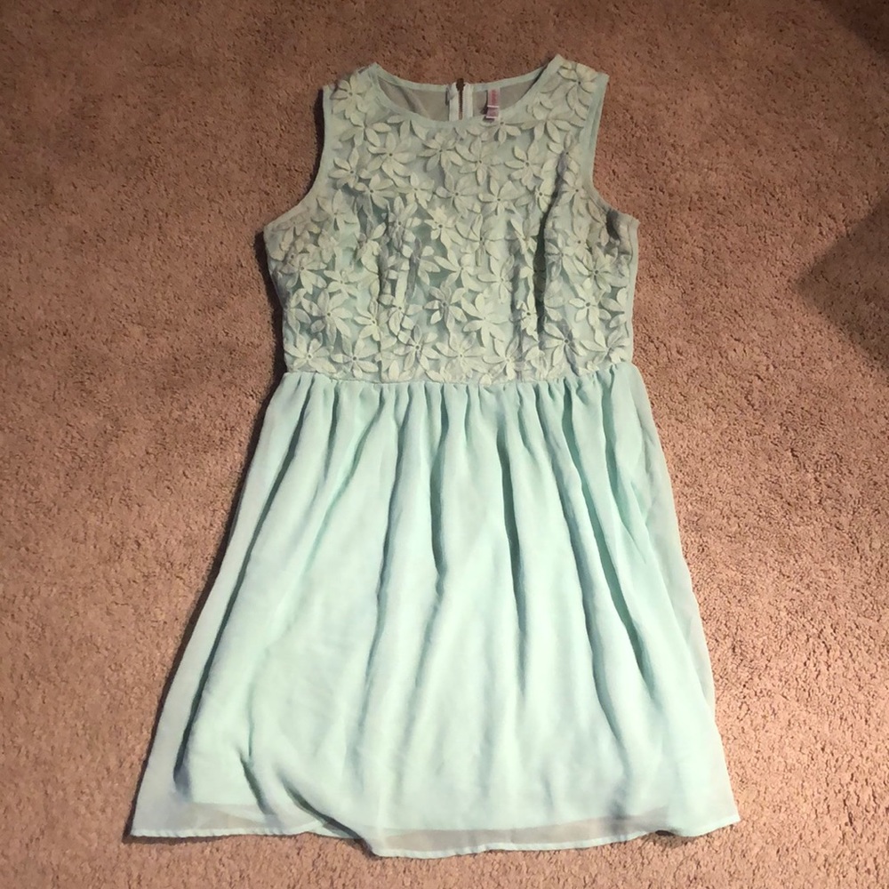 Aqua, above knee length dress